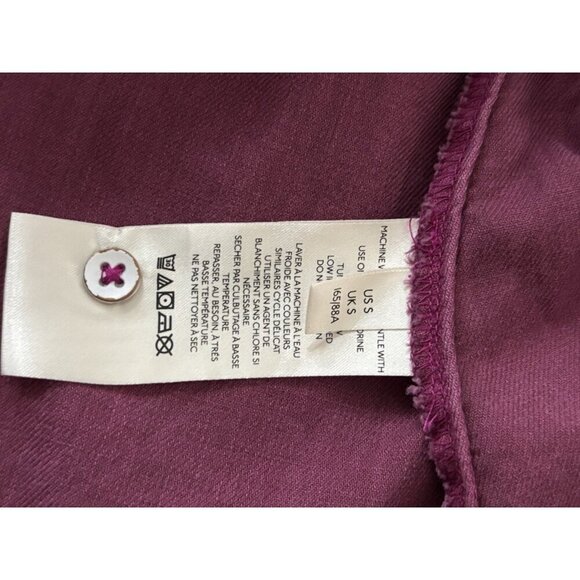Anthropologie Pilcro Dress Sz S Plum Ruffle V-Neck Flounced Raspberry Tunic - Picture 12 of 14